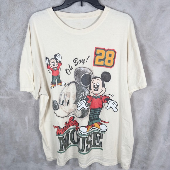 Vintage Mickey Mouse Racing Theme Graphic T Shirt Men's Size XLarge - Picture 1 of 4